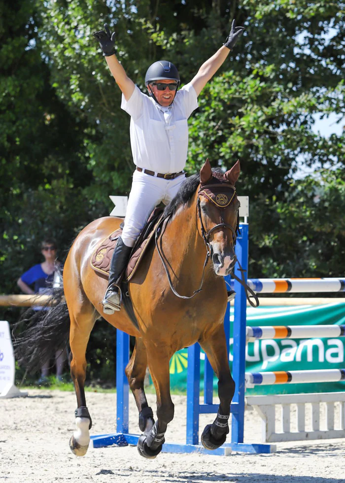 Rider celebrating victory